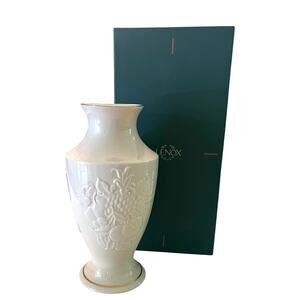 Vintage Lenox Fruits of Life Harvest Embossed Gold Trimmed Vase 9.5"